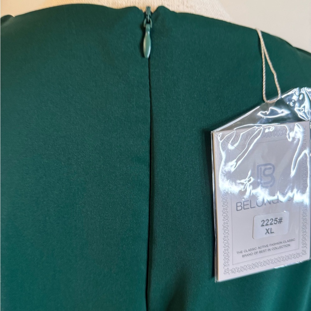 BELONGSCI deep green midi dress SZ XL - Picture 4 of 15